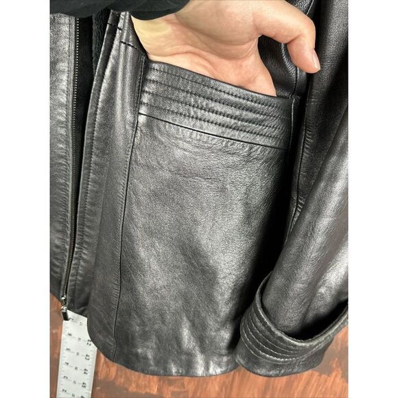 Marvin Richards Leather Jacket Coat Full Zip Black Vintage Women’s Medium J Perc - Picture 5 of 9